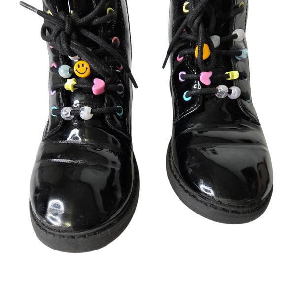 The Children's Place Zip Up Faux Patent Leather Black Boots Youth SZ 3 Charms - Picture 3 of 10